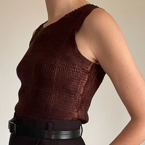 JOLIE MINE Paris Brown Pleated Tank